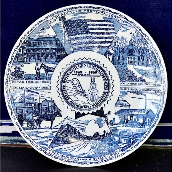 Vintage 1869 1969 Centennial OVID MICHIGAN KETTLESPRINGS Kilns Dinner Plate - Picture 8 of 9